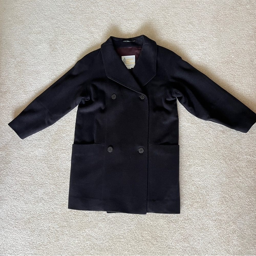London Fog 100% Wool Overcoat, Women’s 10 M, Boxy, Oversized, Vintage, Pea Coat